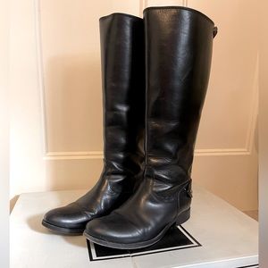 Frye Melissa Button Back Zip- Extended Black, Size 7.5M